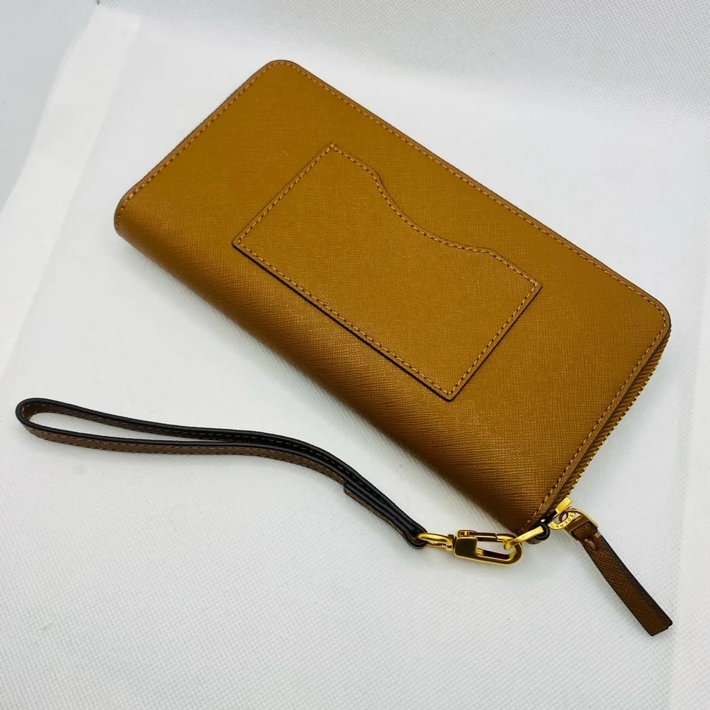 NEW! Tory Burch Emerson Moose Brown Leather Zip Continental Wallet